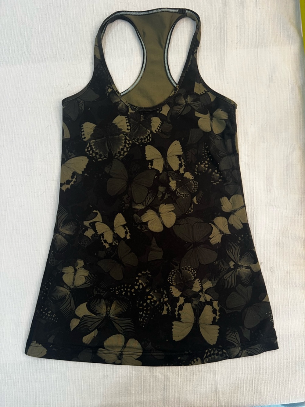 lululemon athletica Black and Olive Butterfly Racerback Tank
